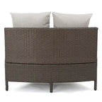 Newton Wicker Outdoor Curved Loveseat Sectional with Cushions by Christopher Knight Home
