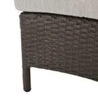 Newton Wicker Outdoor Curved Loveseat Sectional with Cushions by Christopher Knight Home