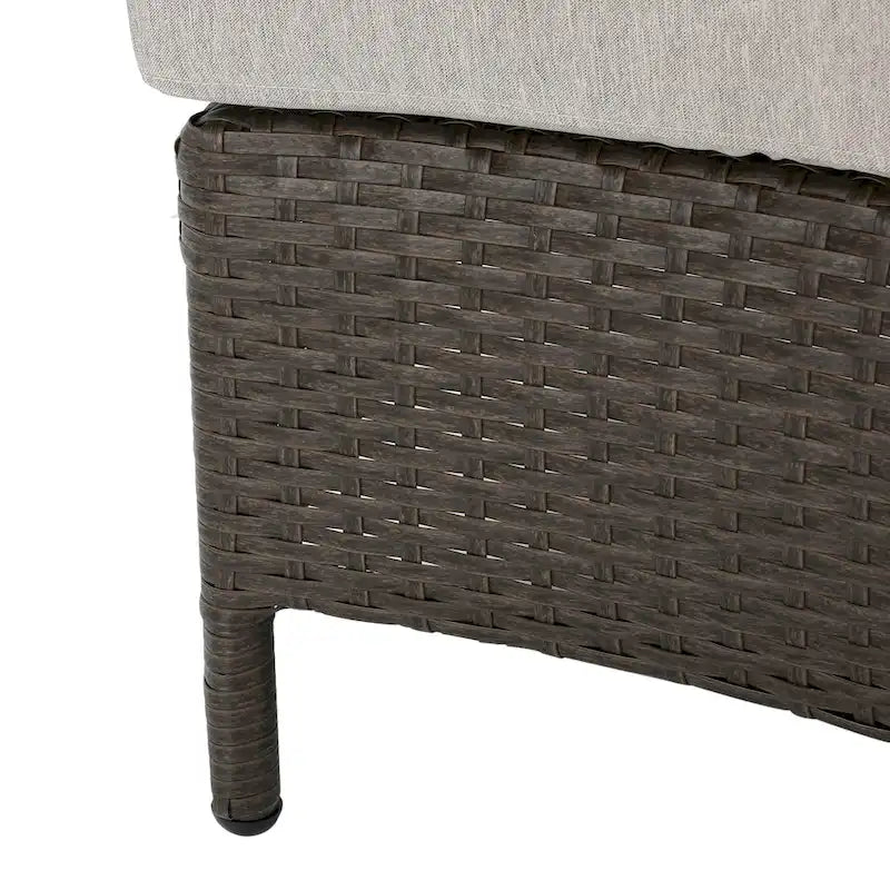 Newton Wicker Outdoor Curved Loveseat Sectional with Cushions by Christopher Knight Home