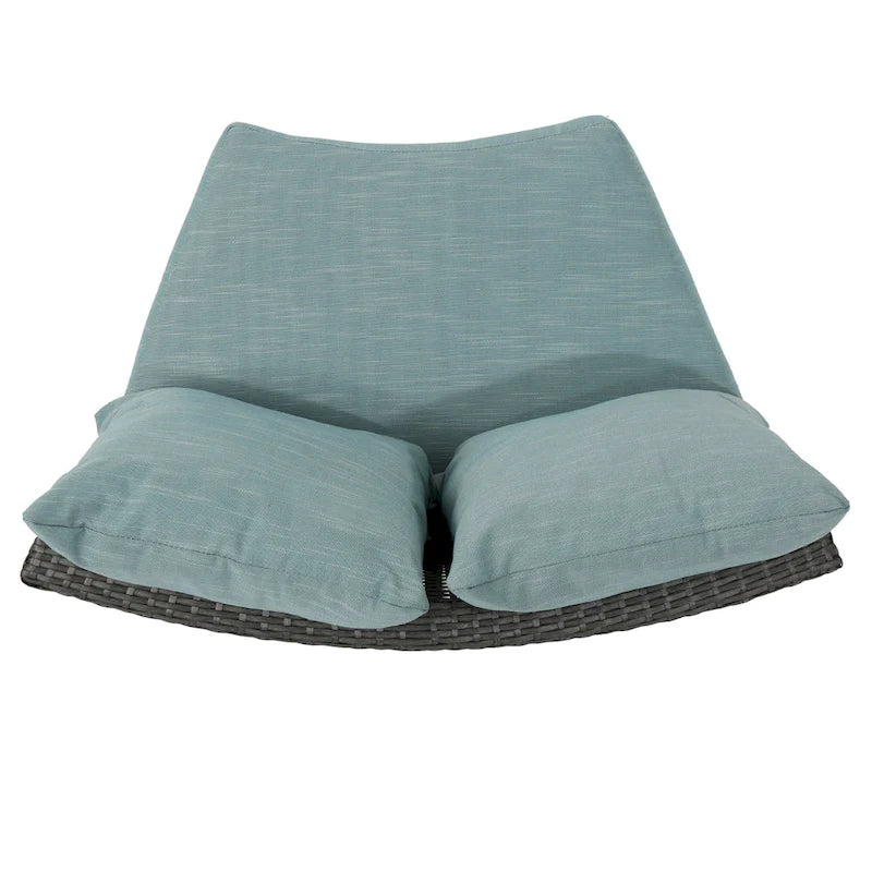 Newton Wicker Outdoor Curved Loveseat Sectional with Cushions by Christopher Knight Home