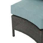 Newton Wicker Outdoor Curved Loveseat Sectional with Cushions by Christopher Knight Home