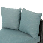 Newton Wicker Outdoor Curved Loveseat Sectional with Cushions by Christopher Knight Home