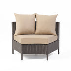 Newton Wicker Outdoor Curved Loveseat Sectional with Cushions by Christopher Knight Home