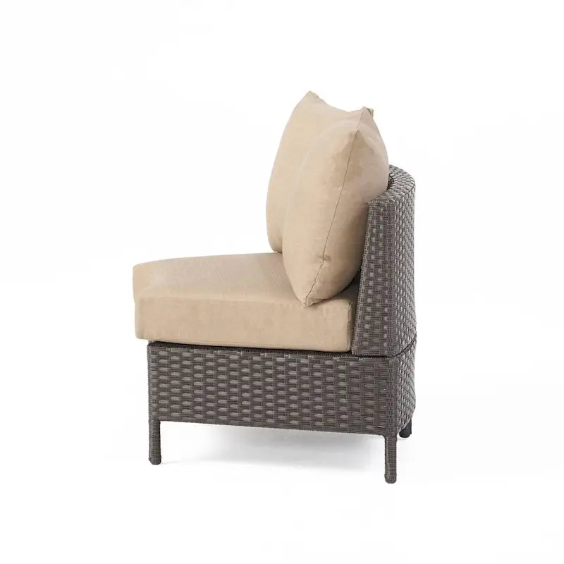 Newton Wicker Outdoor Curved Loveseat Sectional with Cushions by Christopher Knight Home