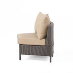 Newton Wicker Outdoor Curved Loveseat Sectional with Cushions by Christopher Knight Home