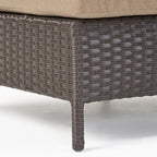 Newton Wicker Outdoor Curved Loveseat Sectional with Cushions by Christopher Knight Home