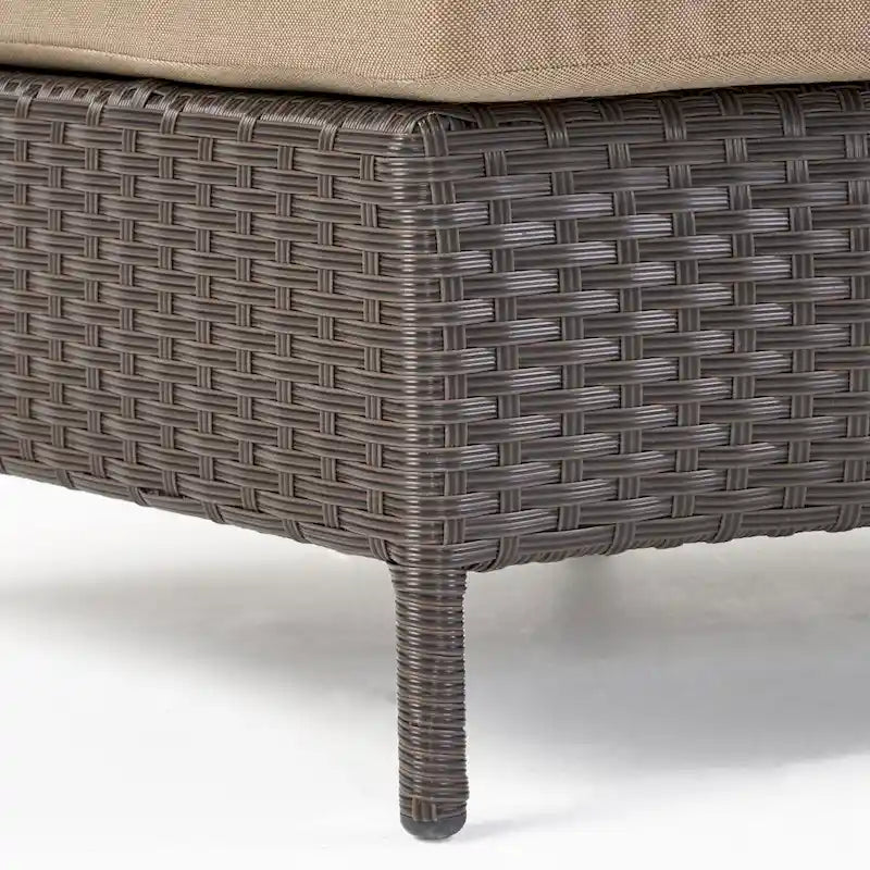 Newton Wicker Outdoor Curved Loveseat Sectional with Cushions by Christopher Knight Home