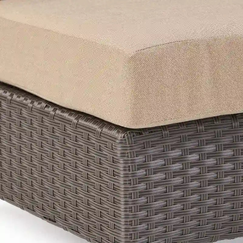 Newton Wicker Outdoor Curved Loveseat Sectional with Cushions by Christopher Knight Home