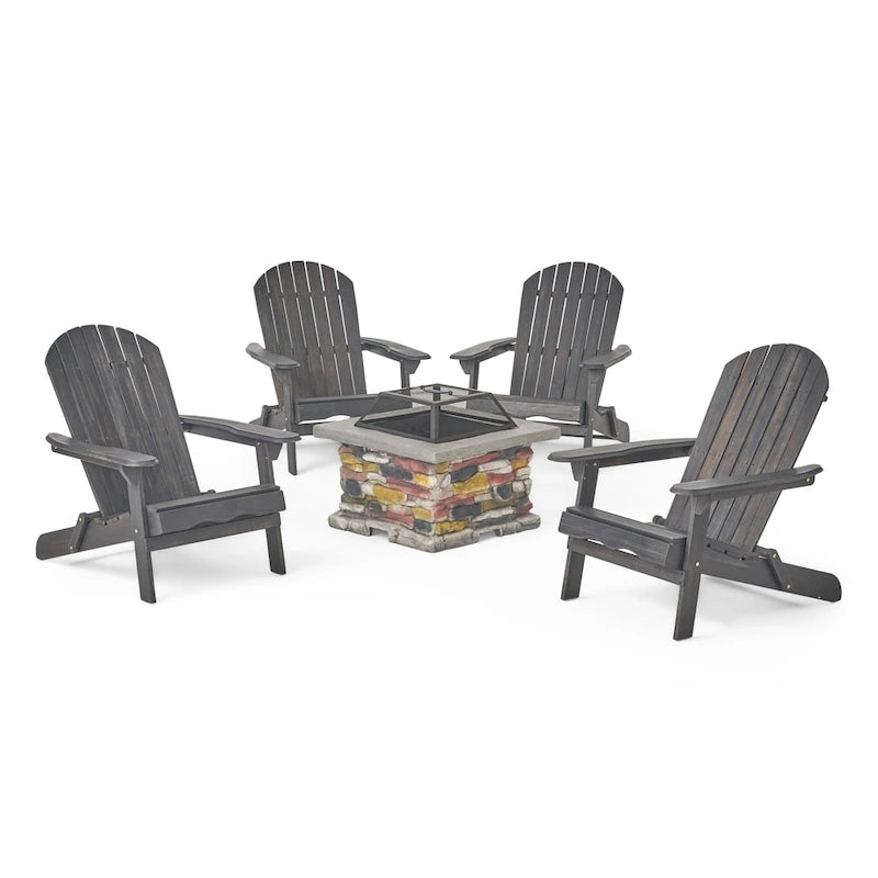 Marrion 5-piece Adirondack Chair Set with Fire Pit by Christopher Knight Home