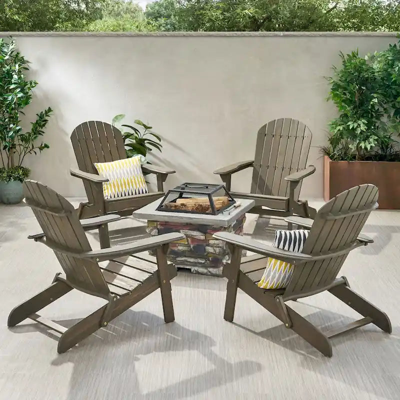 Marrion 5-piece Adirondack Chair Set with Fire Pit by Christopher Knight Home