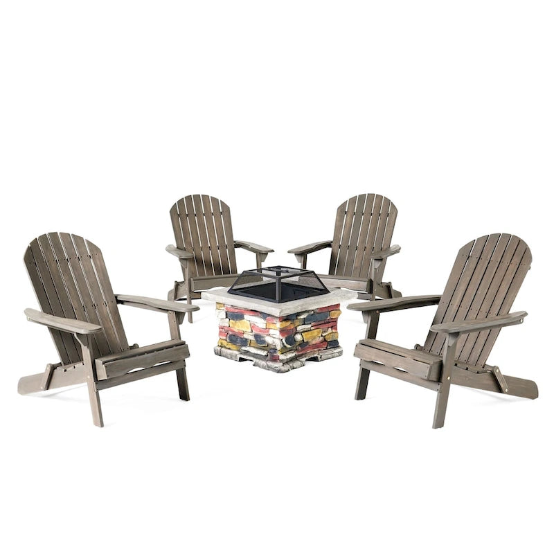 Marrion 5-piece Adirondack Chair Set with Fire Pit by Christopher Knight Home
