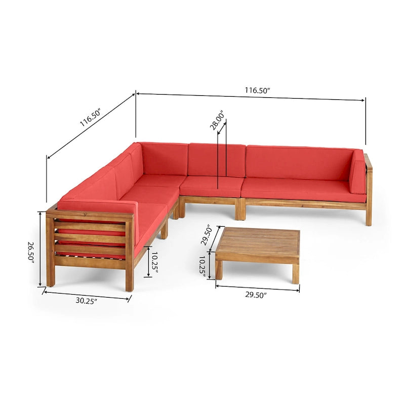 Oana Outdoor 7-seater Acacia Wood Sectional Sofa Set by Christopher Knight Home