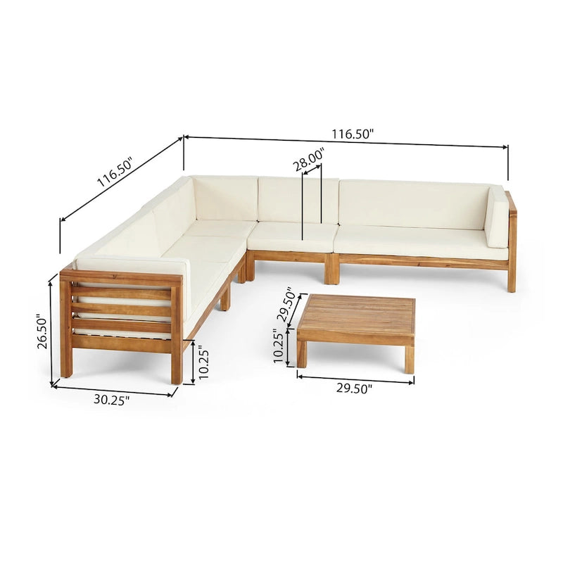 Oana Outdoor 7-seater Acacia Wood Sectional Sofa Set by Christopher Knight Home