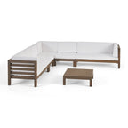 Oana Outdoor 7-seater Acacia Wood Sectional Sofa Set by Christopher Knight Home