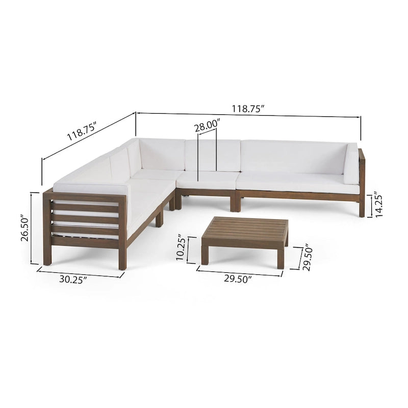 Oana Outdoor 7-seater Acacia Wood Sectional Sofa Set by Christopher Knight Home