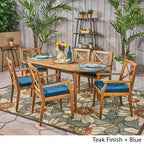 Pines Outdoor 7 Piece Acacia Wood Dining Set by Christopher Knight Home