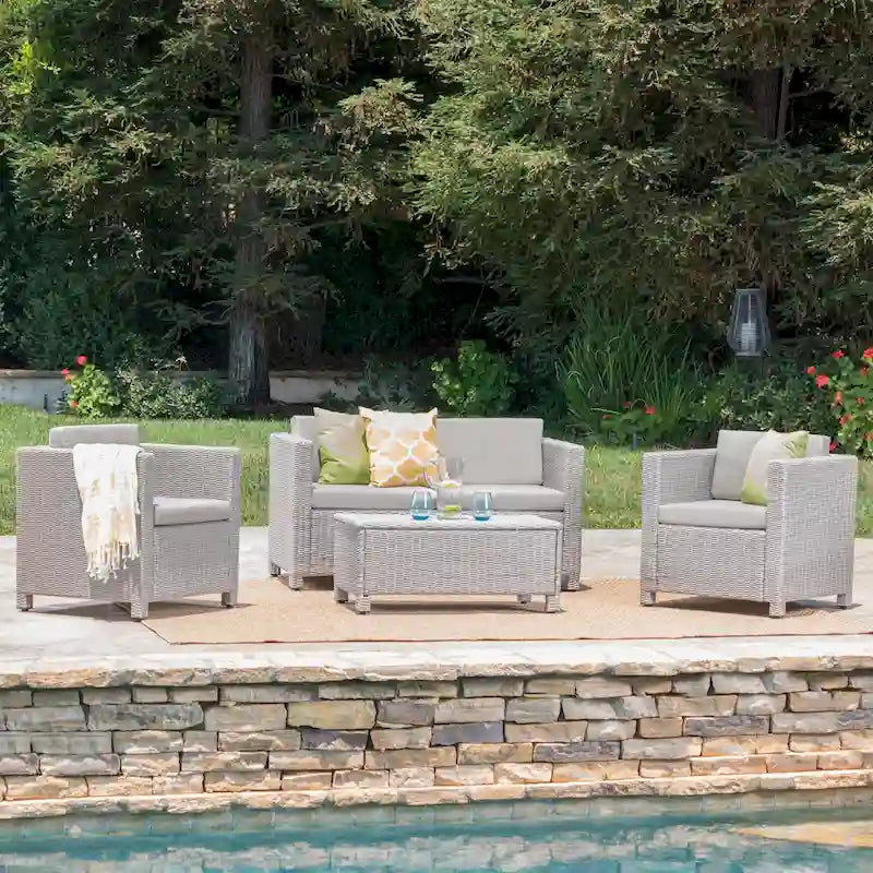 Puerta Outdoor 4-piece Patio Chat Set by Christopher Knight Home
