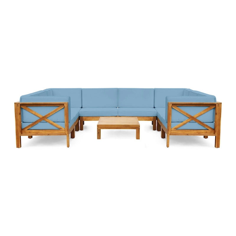 Brava Acacia Wood Outdoor Sectional Sofa by Christopher Knight Home
