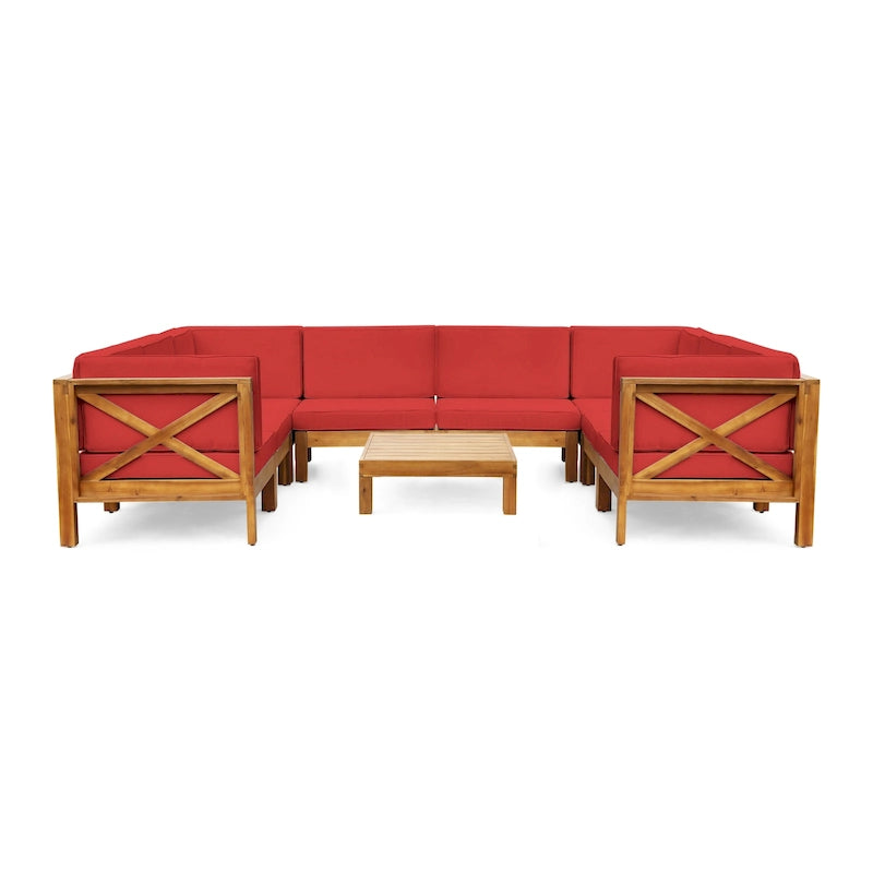 Brava Acacia Wood Outdoor Sectional Sofa by Christopher Knight Home