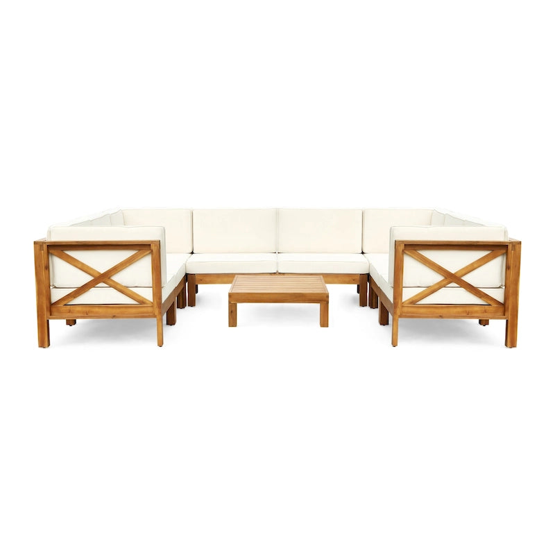 Brava Acacia Wood Outdoor Sectional Sofa by Christopher Knight Home