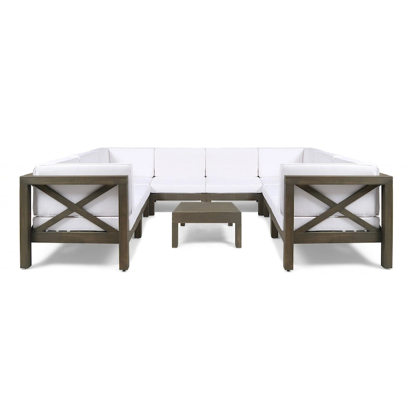 Brava Acacia Wood Outdoor Sectional Sofa by Christopher Knight Home