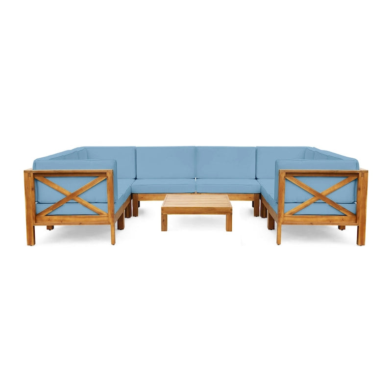 Brava Acacia Wood Outdoor Sectional Sofa by Christopher Knight Home