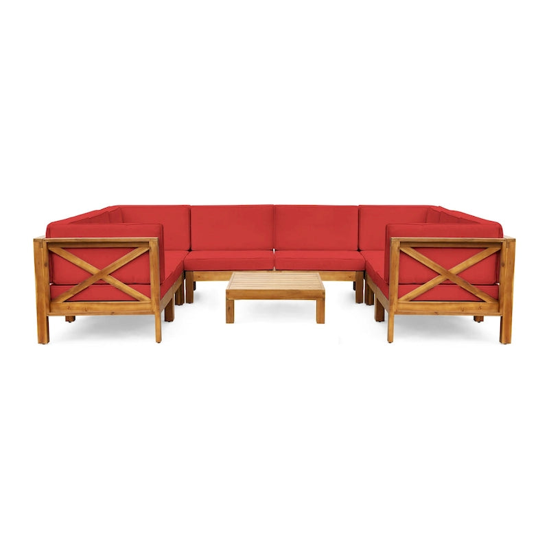 Brava Acacia Wood Outdoor Sectional Sofa by Christopher Knight Home