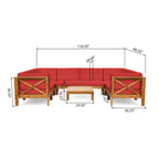 Brava Acacia Wood Outdoor Sectional Sofa by Christopher Knight Home