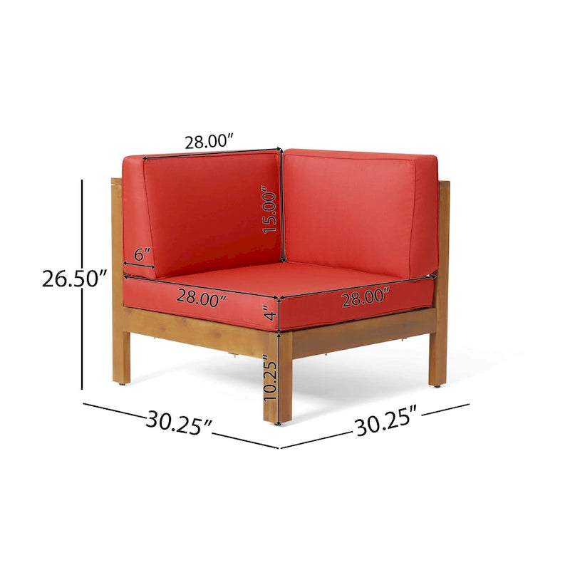 Brava Acacia Wood Outdoor Sectional Sofa by Christopher Knight Home