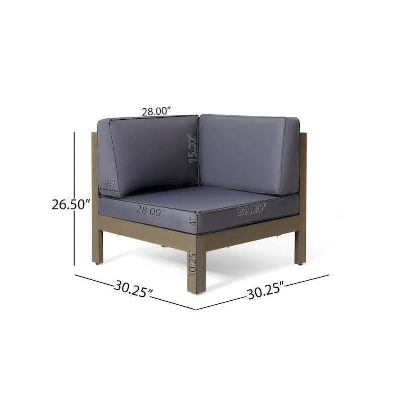 Brava Acacia Wood Outdoor Sectional Sofa by Christopher Knight Home