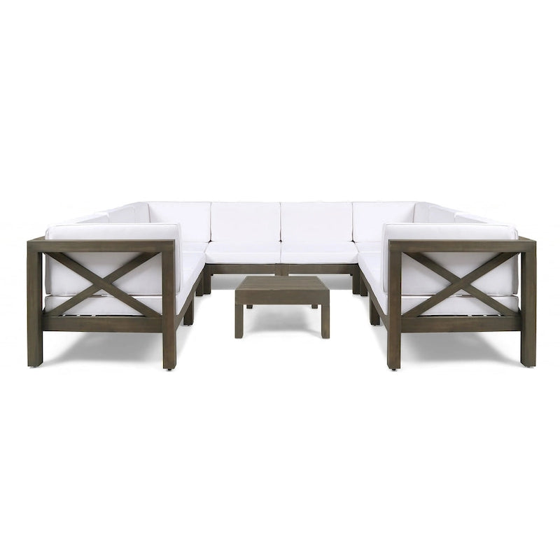 Brava Acacia Wood Outdoor Sectional Sofa by Christopher Knight Home
