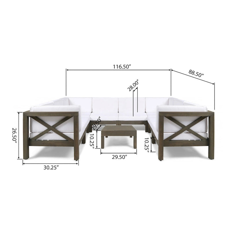 Brava Acacia Wood Outdoor Sectional Sofa by Christopher Knight Home