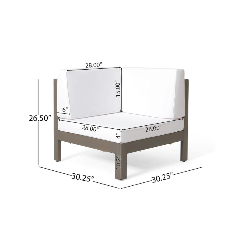 Brava Acacia Wood Outdoor Sectional Sofa by Christopher Knight Home