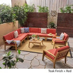 Grenada Outdoor Acacia Wood 9-seater Sectional Sofa Chat Set by Christopher Knight Home