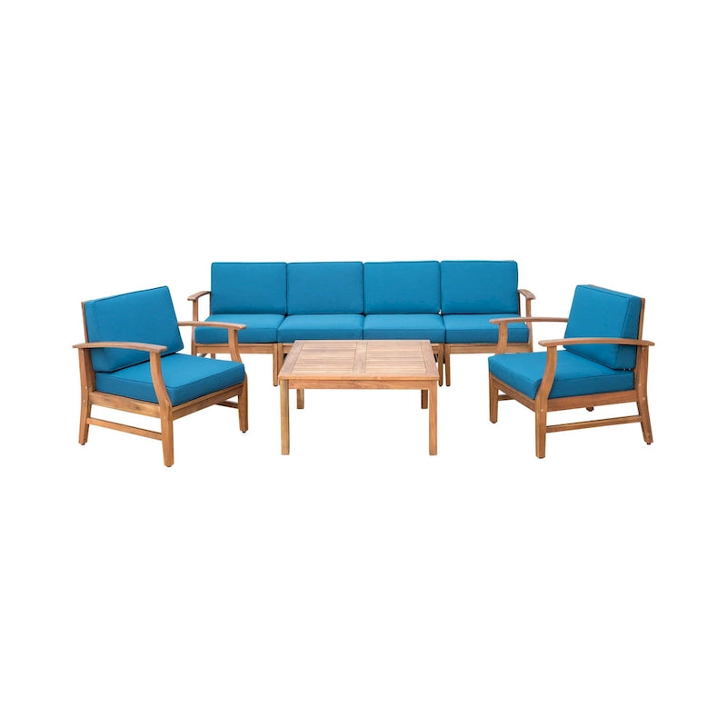 Perla Acacia Wood 7-piece Outdoor Chat Set by Christopher Knight Home
