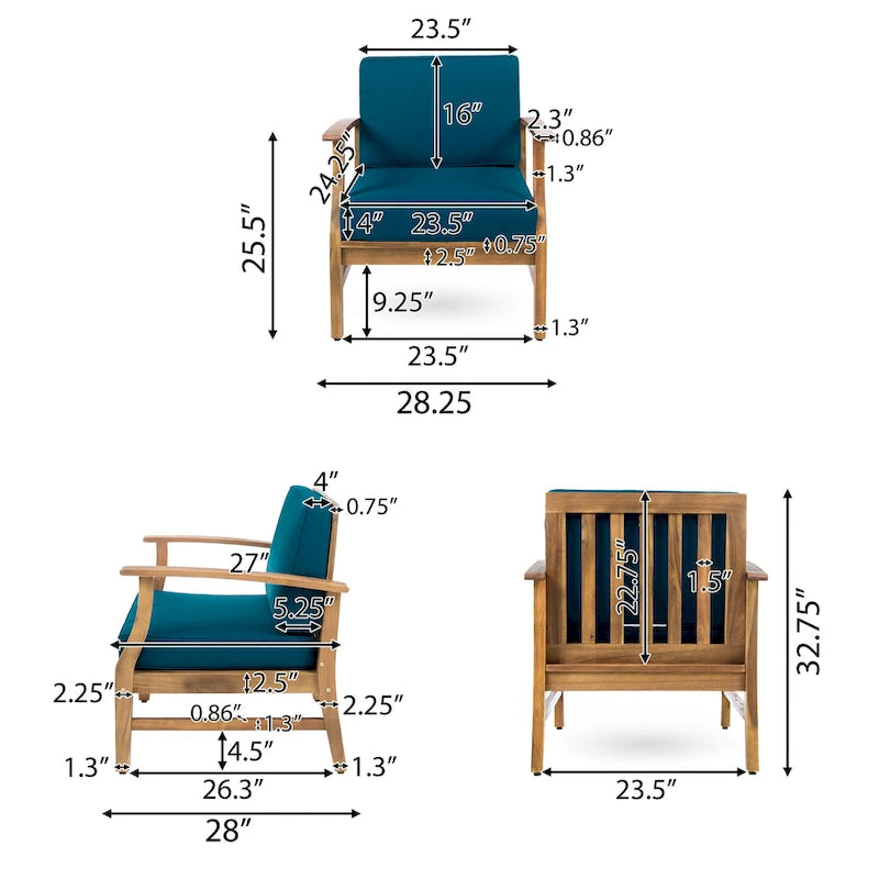 Perla Acacia Wood 7-piece Outdoor Chat Set by Christopher Knight Home