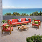Brava Outdoor Acacia Wood 7-piece Chat Set by Christopher Knight Home