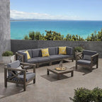 Brava Outdoor Acacia Wood 7-piece Chat Set by Christopher Knight Home