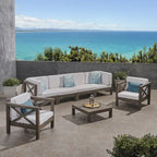 Brava Outdoor Acacia Wood 7-piece Chat Set by Christopher Knight Home