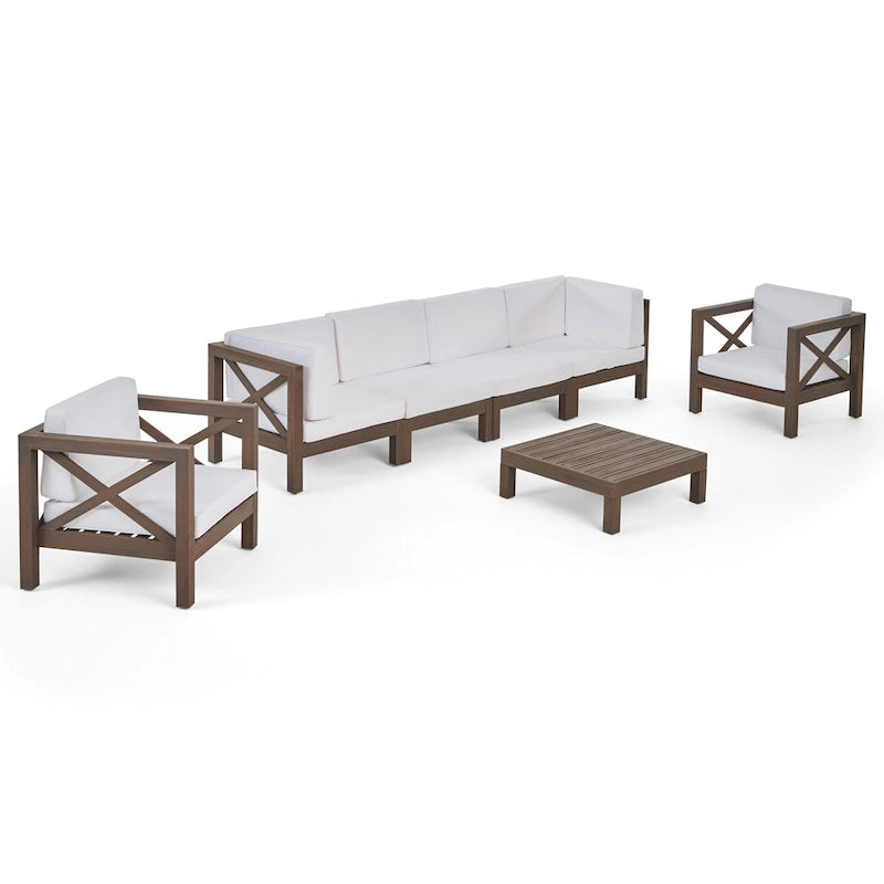 Brava Outdoor Acacia Wood 7-piece Chat Set by Christopher Knight Home