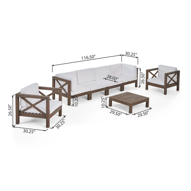 Brava Outdoor Acacia Wood 7-piece Chat Set by Christopher Knight Home