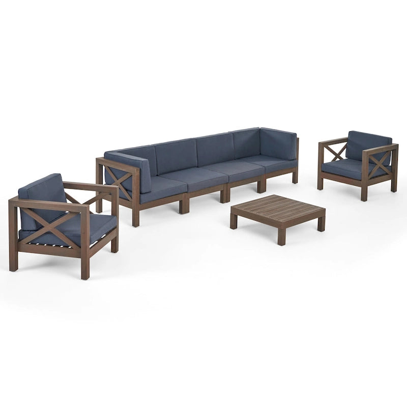 Brava Outdoor Acacia Wood 7-piece Chat Set by Christopher Knight Home