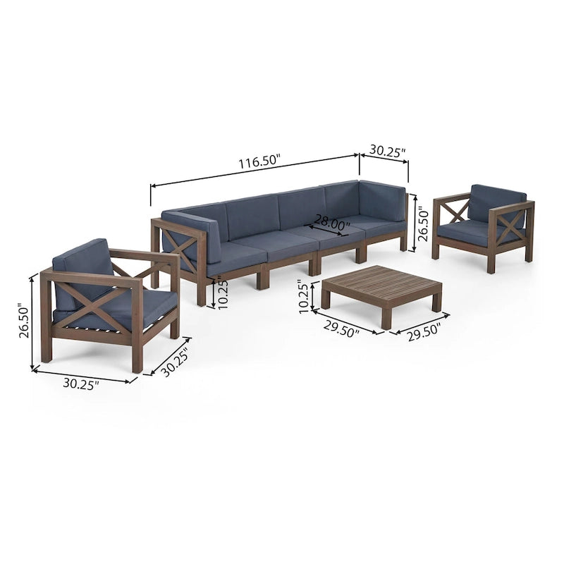 Brava Outdoor Acacia Wood 7-piece Chat Set by Christopher Knight Home