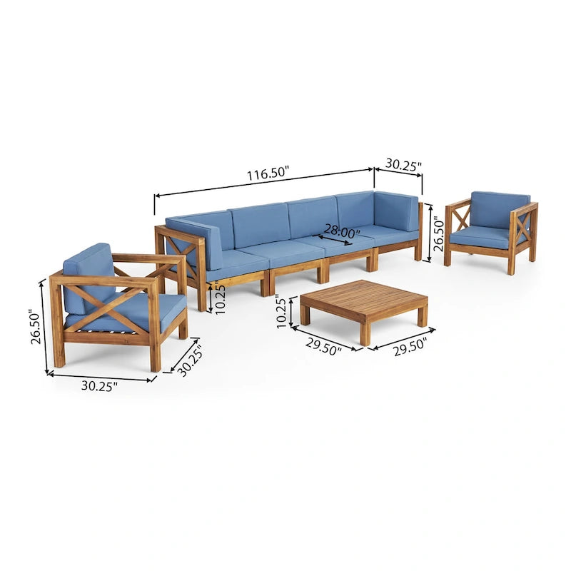 Brava Outdoor Acacia Wood 7-piece Chat Set by Christopher Knight Home