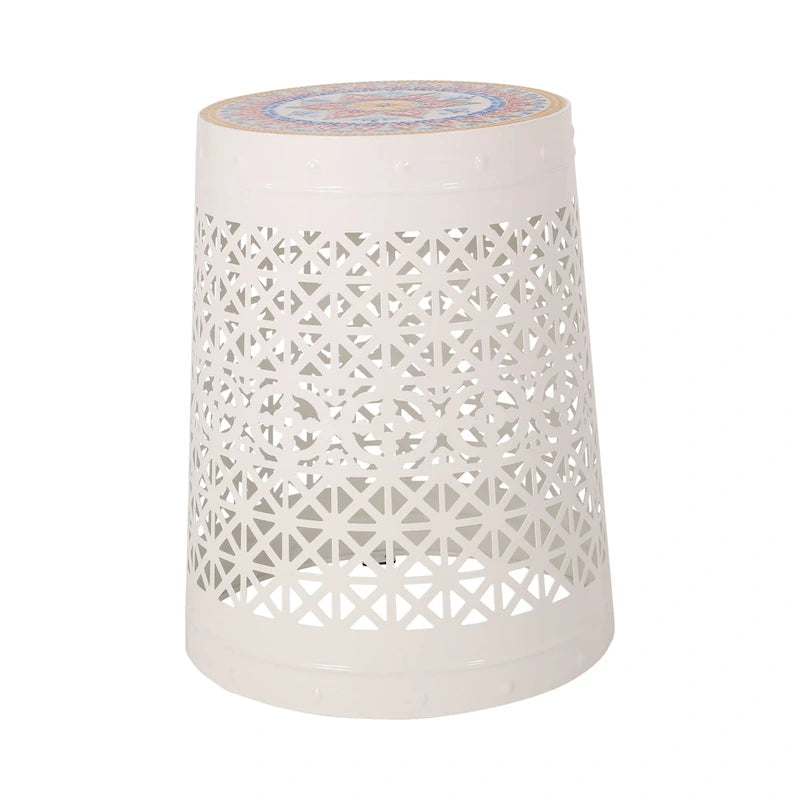 Cranbrook Outdoor Lace Cut Side Table with Tile Top by Christopher Knight Home