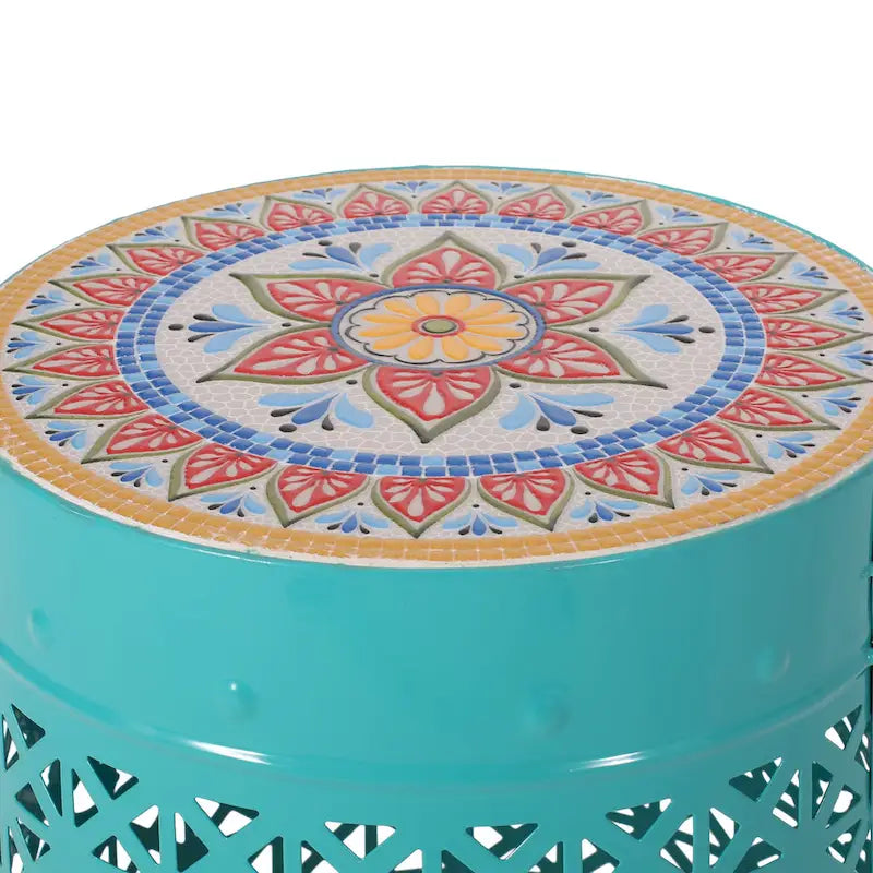 Cranbrook Outdoor Lace Cut Side Table with Tile Top by Christopher Knight Home