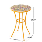 Christopher Knight Home Barnsfield Outdoor Round Ceramic Tile Side Table with Iron Frame