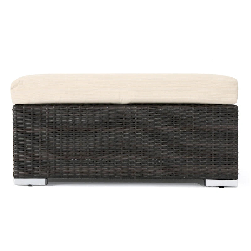 Santa Rosa Wicker Outdoor Ottoman with Cushion by Christopher Knight Home