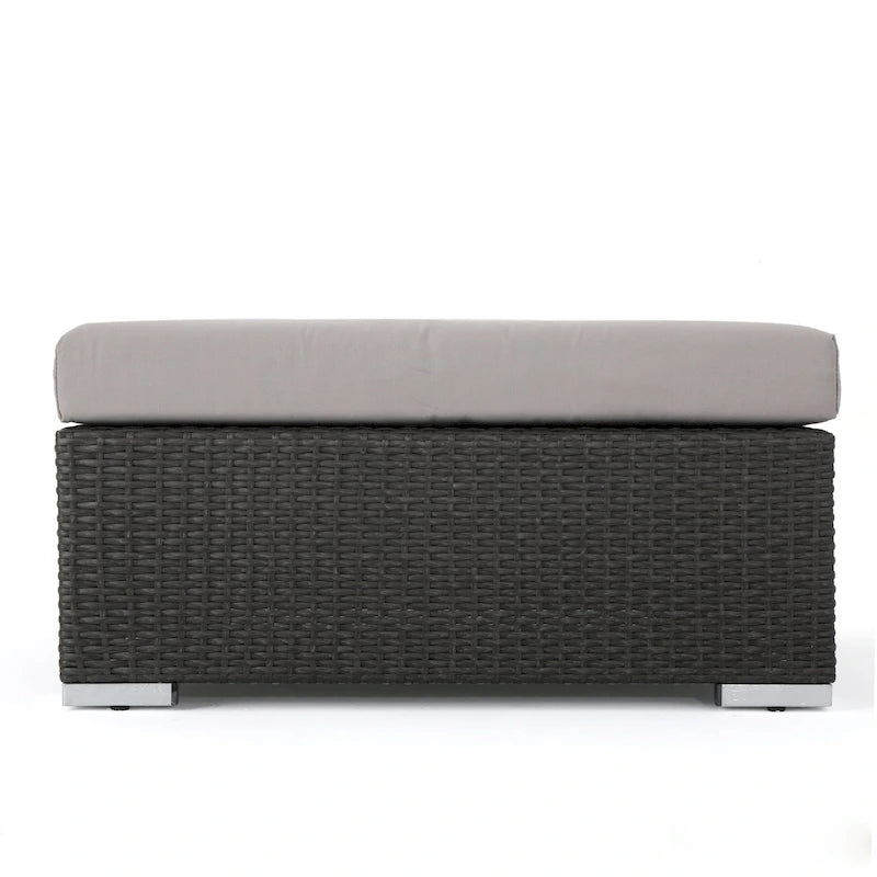 Santa Rosa Wicker Outdoor Ottoman with Cushion by Christopher Knight Home