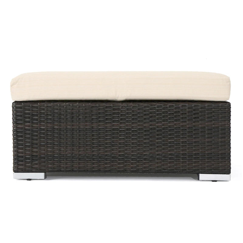 Santa Rosa Wicker Outdoor Ottoman with Cushion by Christopher Knight Home